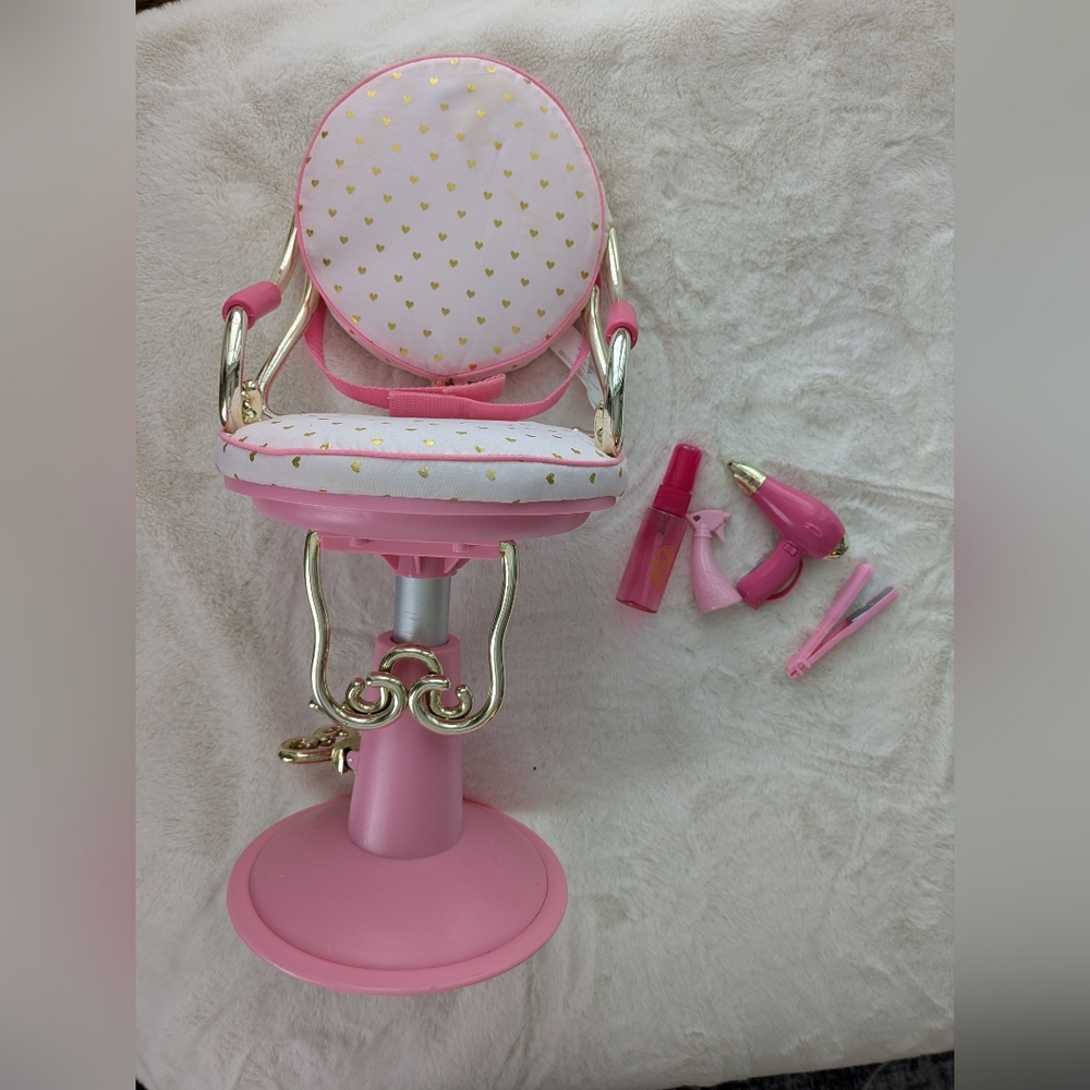 Pink and Gold Our Generation Salon Chair with Accessories